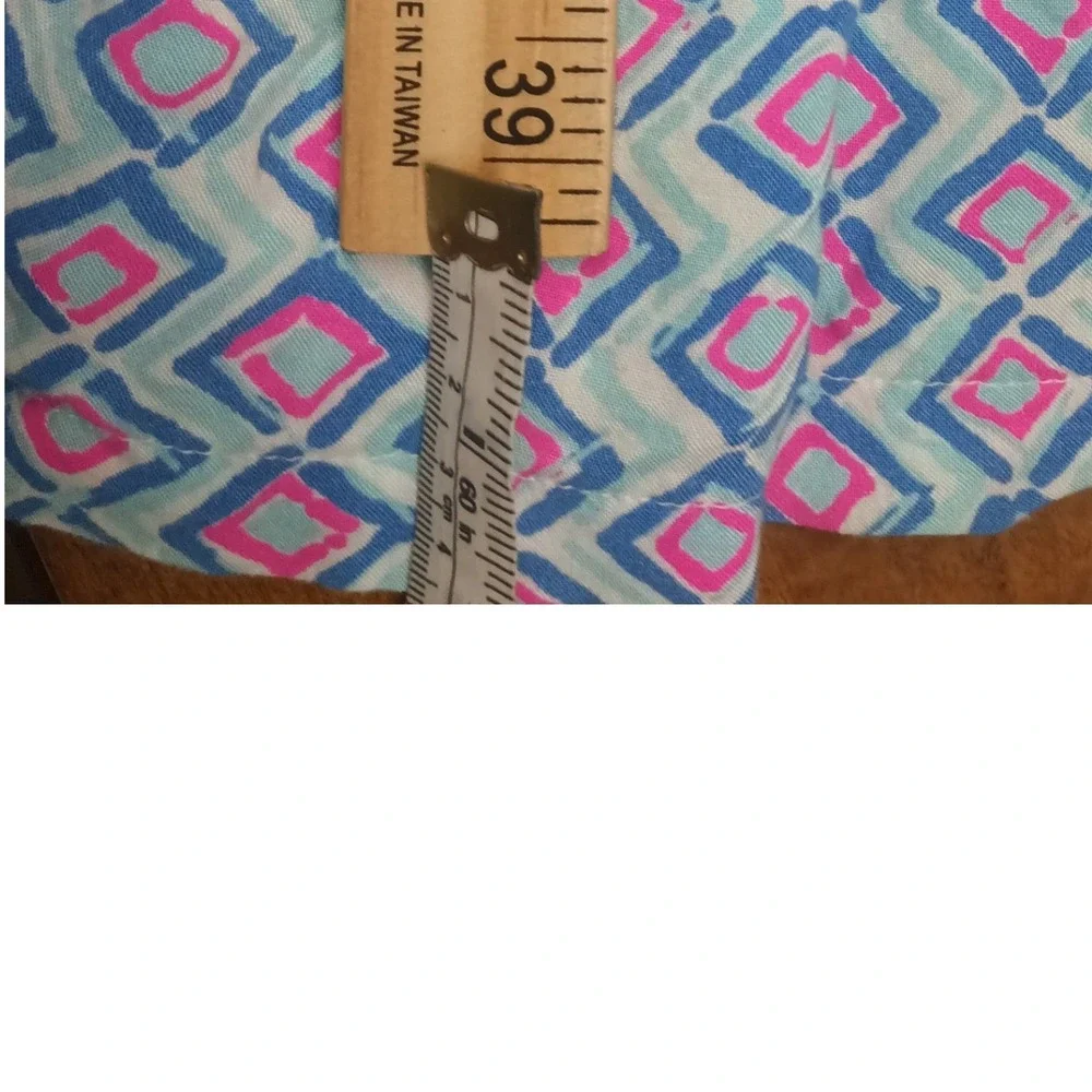 Lilly Pulitzer Girls Blue Pink Paisley Geometric Tiered Dress M 7/8. 40